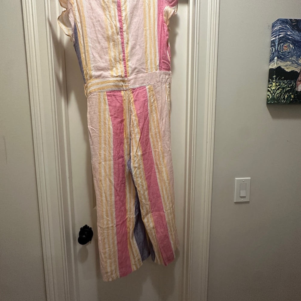 Striped Multicolor Ruffle Edge Jumpsuit - Picture 2 of 2
